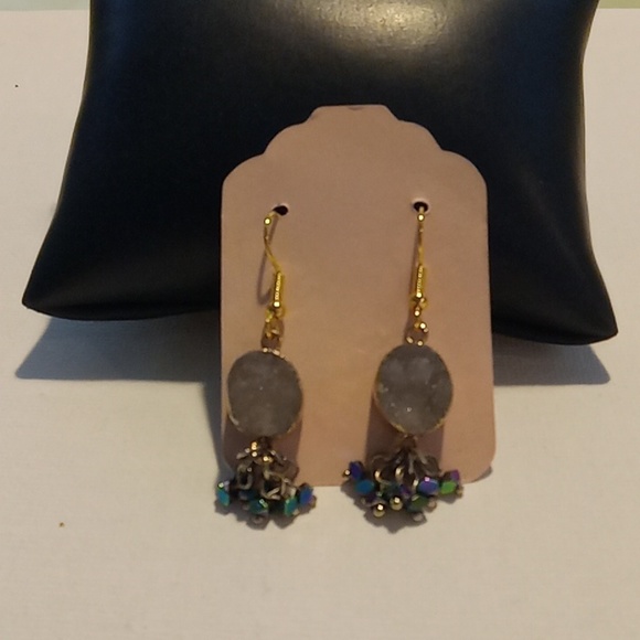 Crystal Druzy Stone Bead Earrings - Picture 1 of 8